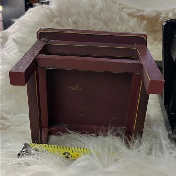 Set of Two Miniature Wooden Chairs - Black and Burgundy - Picture 8 of 8